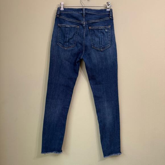 Rag & Bone Jeans Women 26 Blue Medium Wash High Rise Ankle Skinny Raw Hem - Picture 6 of 15